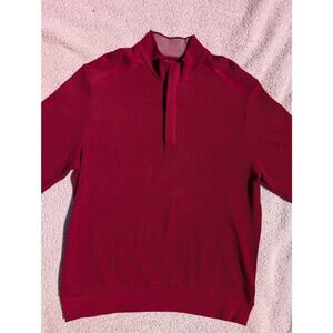 GREG NORMAN Men's Brick Red Quarter Zip Pullover Golf Outdoor Sweater Medium M